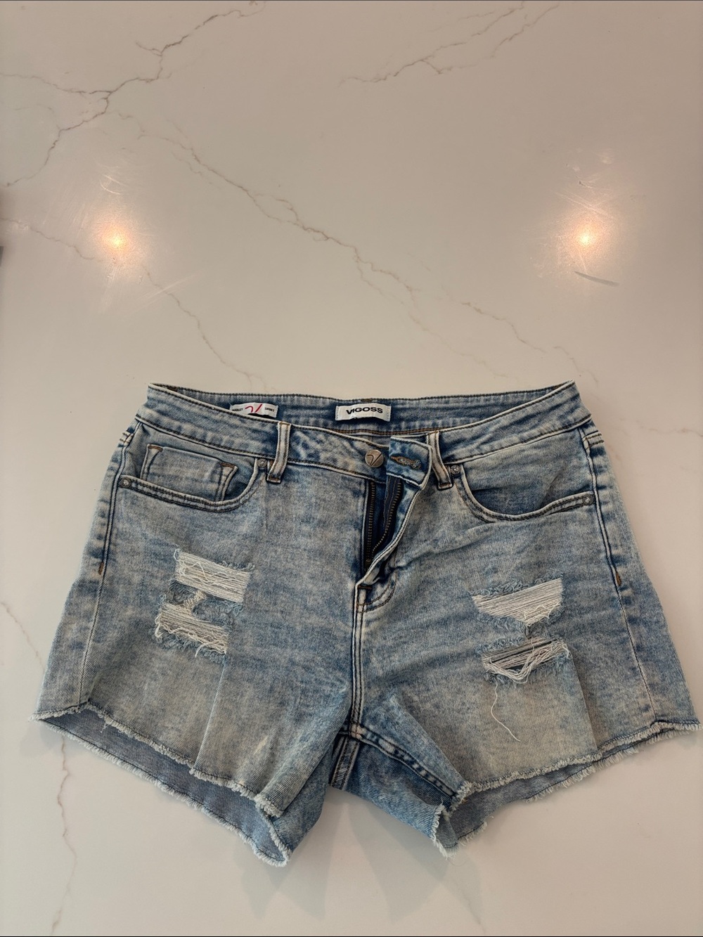 Vigoss Light Blue Distressed Jean Shorts